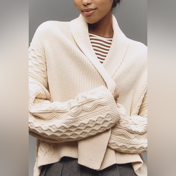 Anthropologie The Mariel Cardigan Sweater: Cropped  Cable-Knit Edition OS NWT - Picture 3 of 16